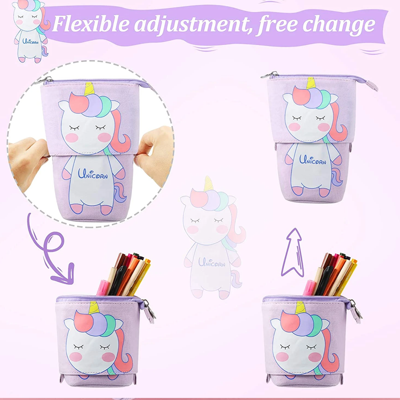 ShopPeekatoy™ Cartoon Cute Cat Pencil Pouch Canvas Pen Bag Standing Stationery Case Holder Box for Student